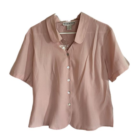 Dress Barn Pink Short Sleeve Button-Up Blouse, Large, Pre-owned - Picture 3 of 6